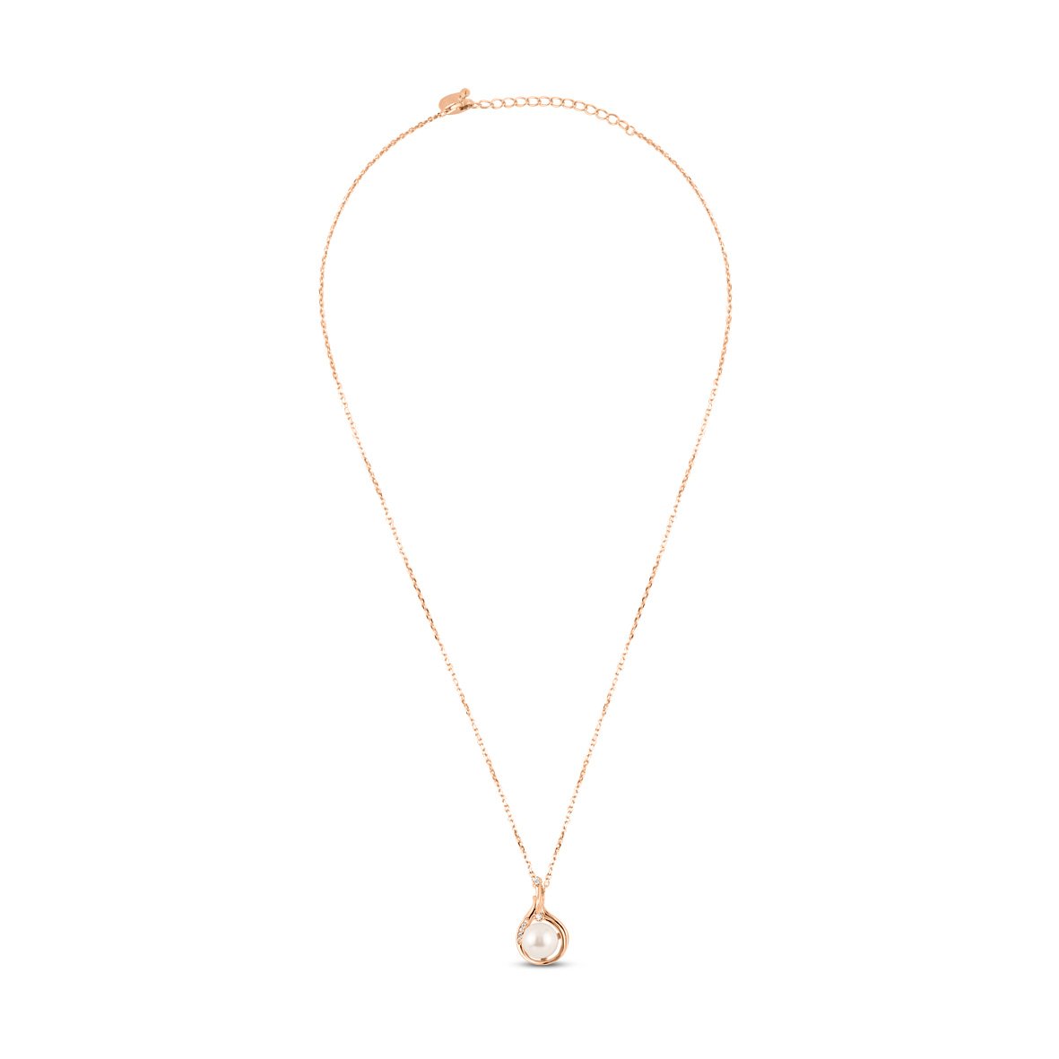 Rose Gold Pearl Allure Necklace with Link Chain