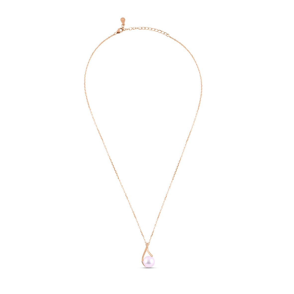 Rose Gold Pearl Bliss Necklace with Link Chain