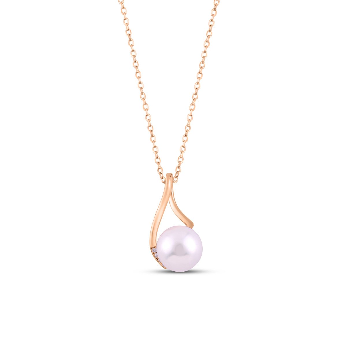 Rose Gold Pearl Bliss Necklace with Link Chain