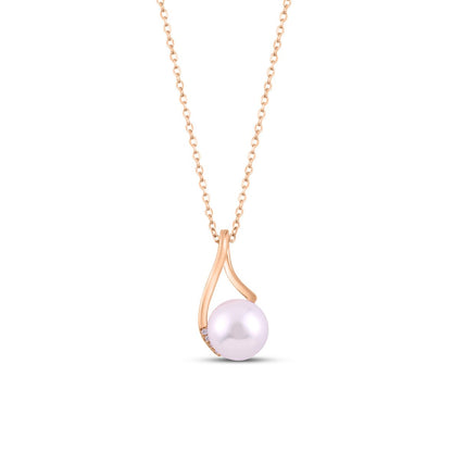 Rose Gold Pearl Bliss Necklace with Link Chain