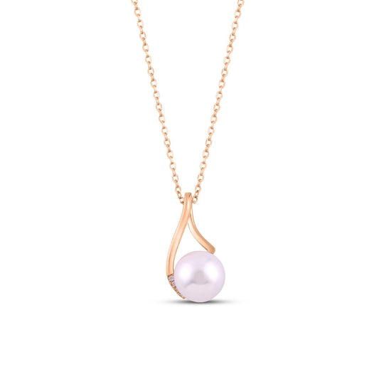 Rose Gold Pearl Bliss Necklace with Link Chain