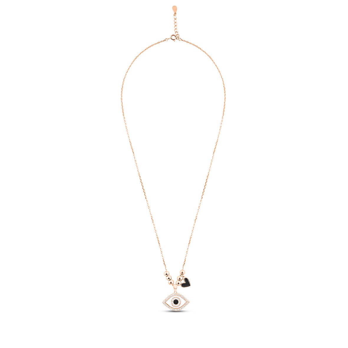 Rose Gold Black Evil eye Necklace with Link Chain