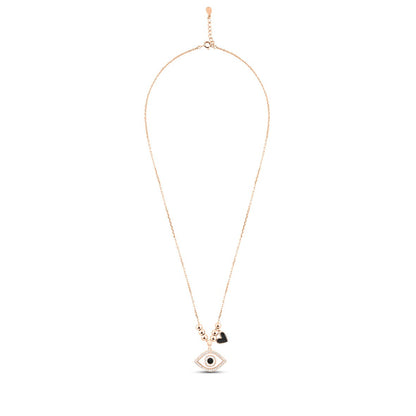 Rose Gold Black Evil eye Necklace with Link Chain