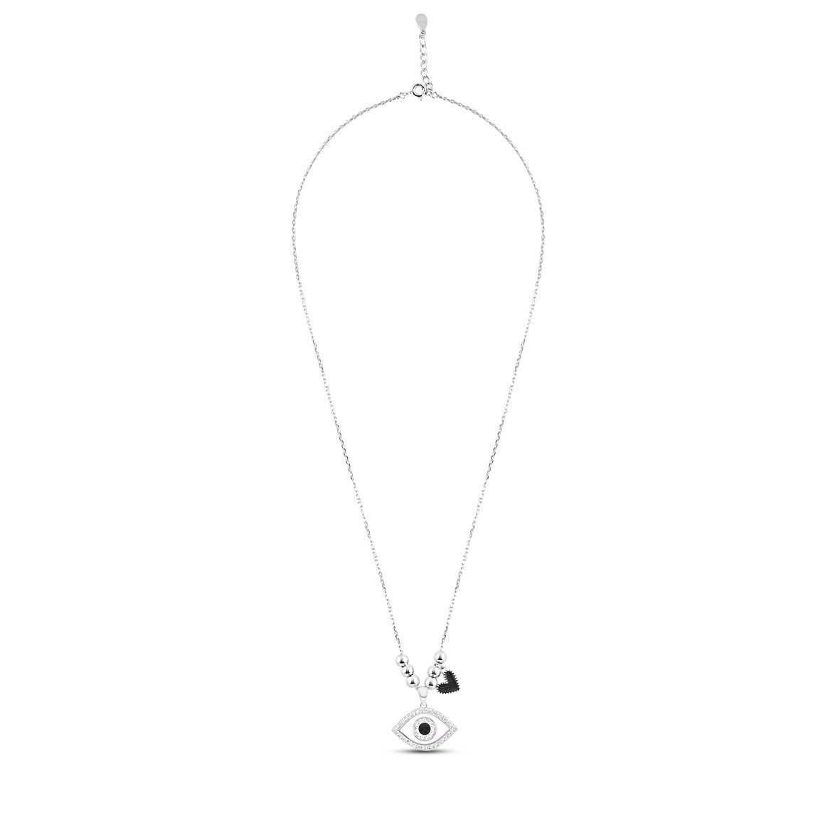 Silver Black Evil eye Necklace