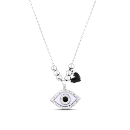 Silver Black Evil eye Necklace