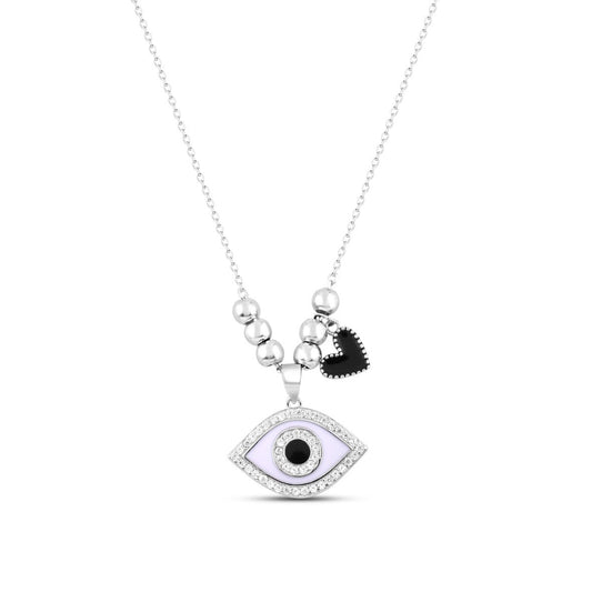 Silver Black Evil eye Necklace