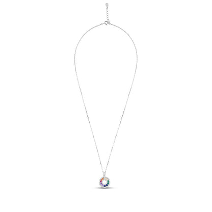 Silver Starlight Rainbow Circle Necklace with Link Chain