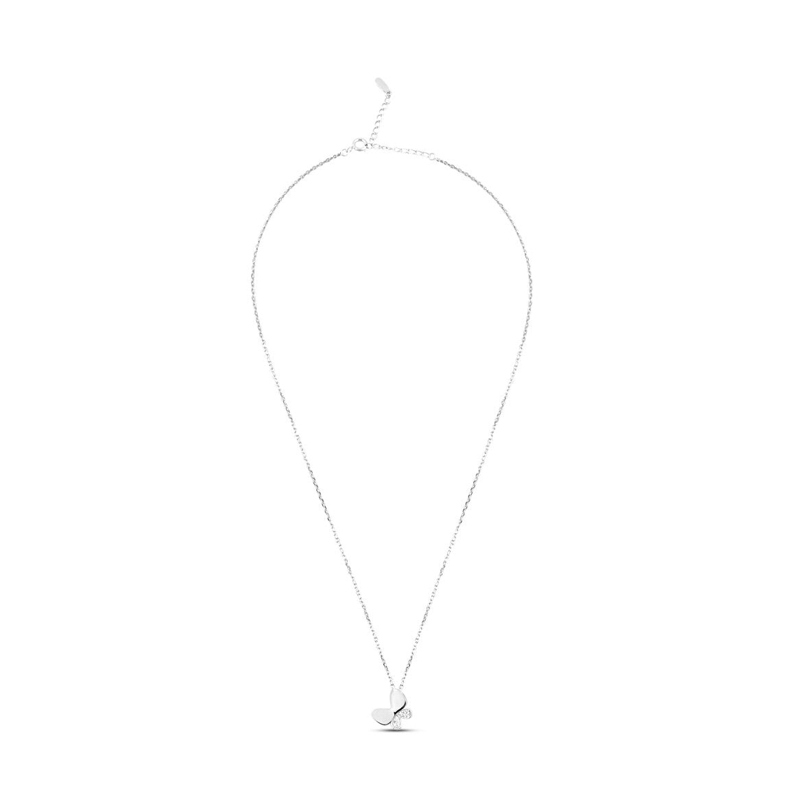 Silver Shimmering Wings Butterfly Necklace with Link Chain