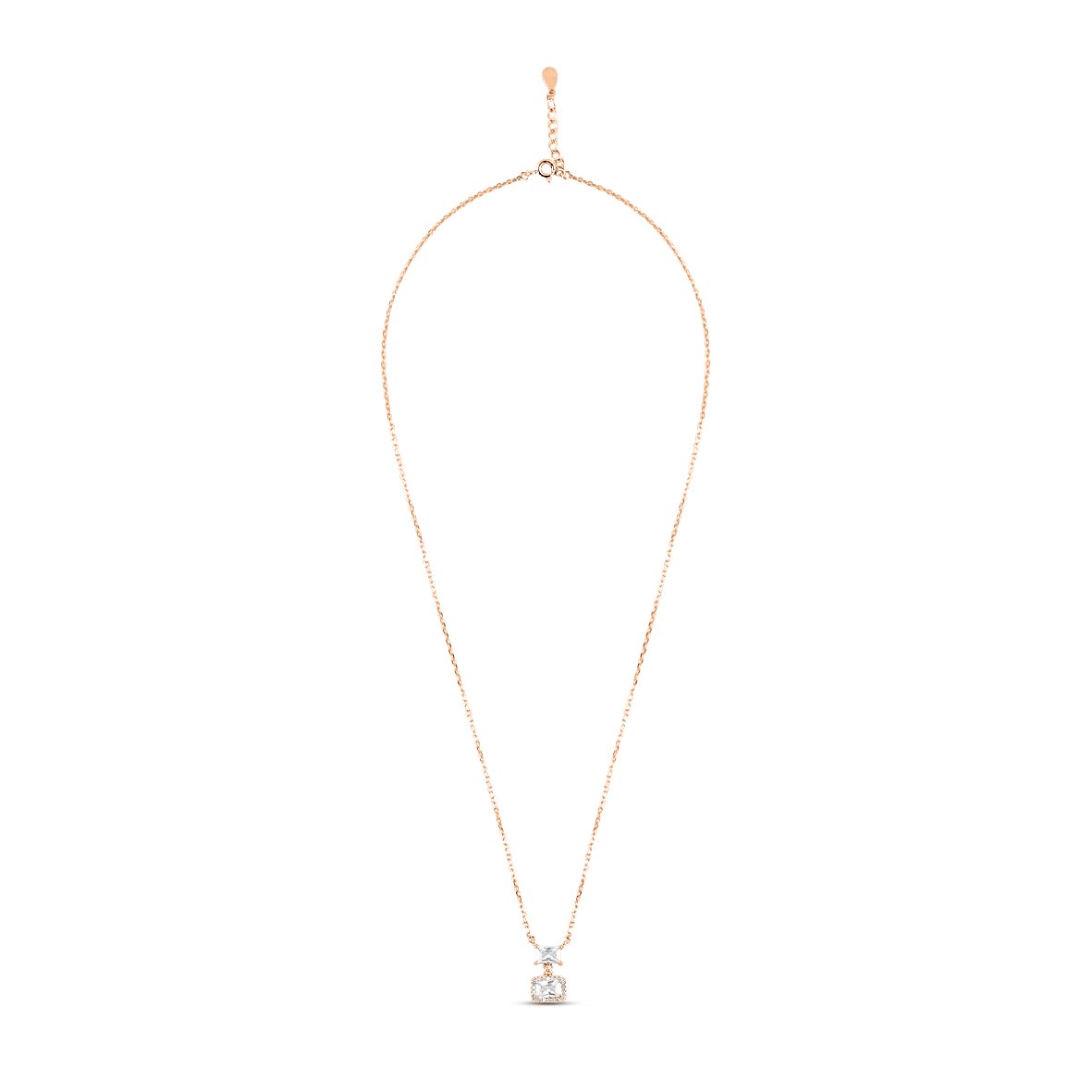 Rose Gold Radiant Squares Necklace with Link Chain