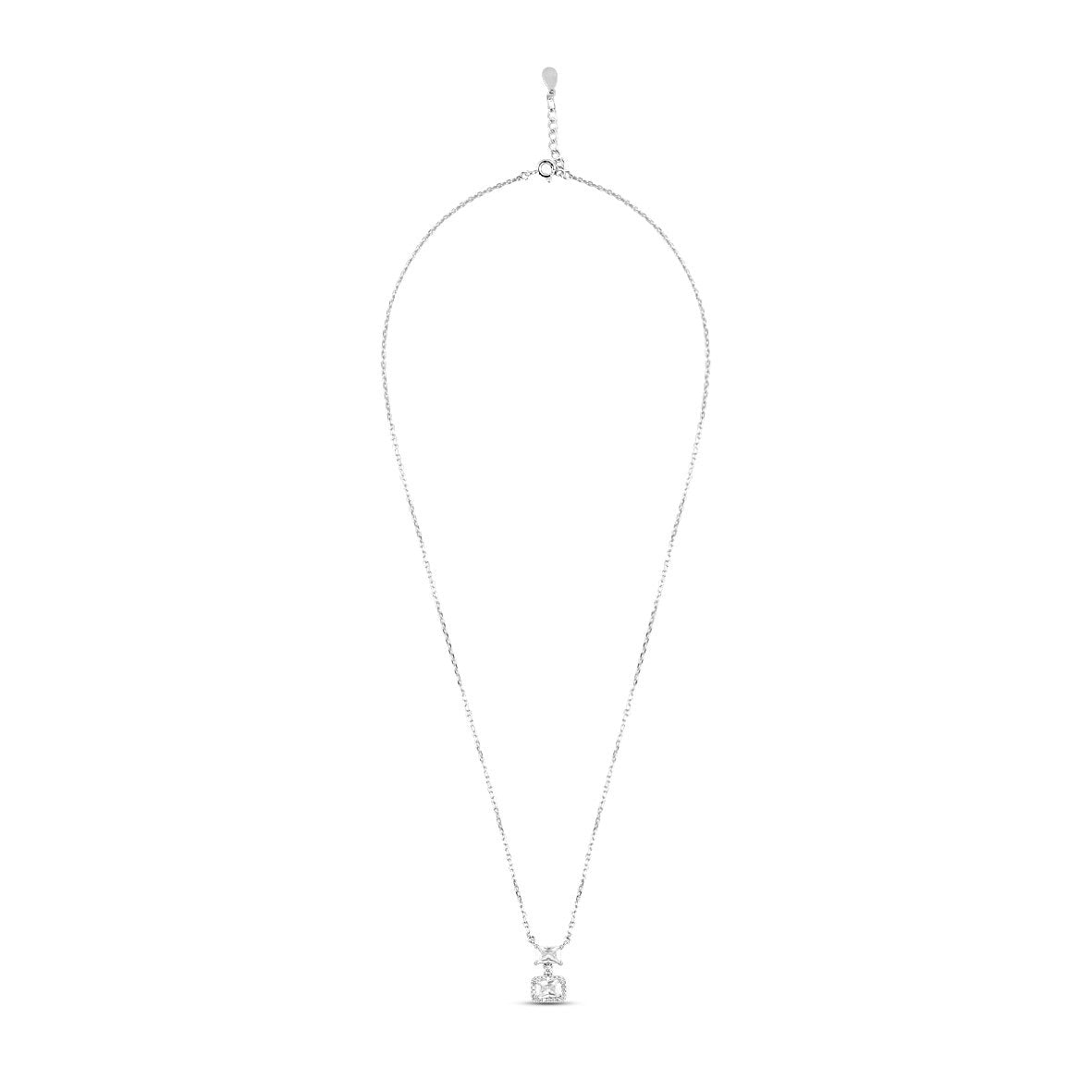 Silver Radiant Squares Necklace with Link Chain