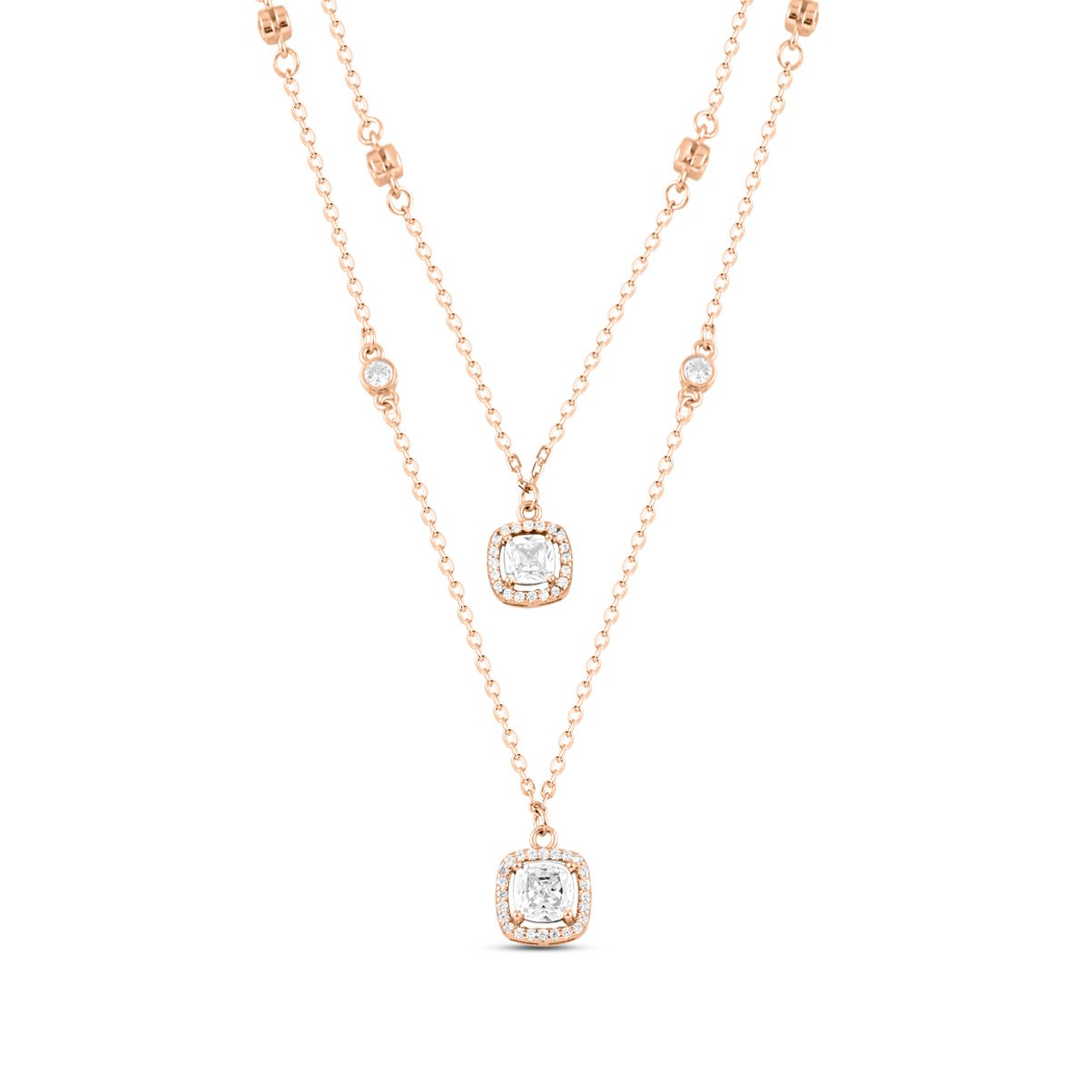 Rose Gold Trinity Glow Necklace with Link Chain