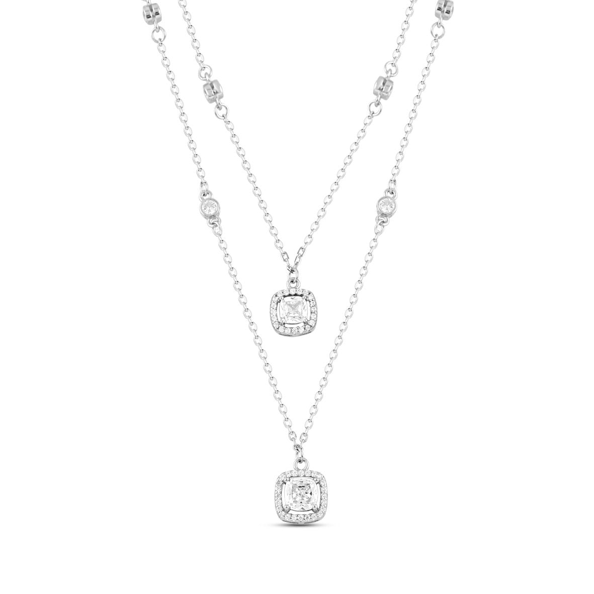 Silver Trinity Glow Necklace With Link Chain