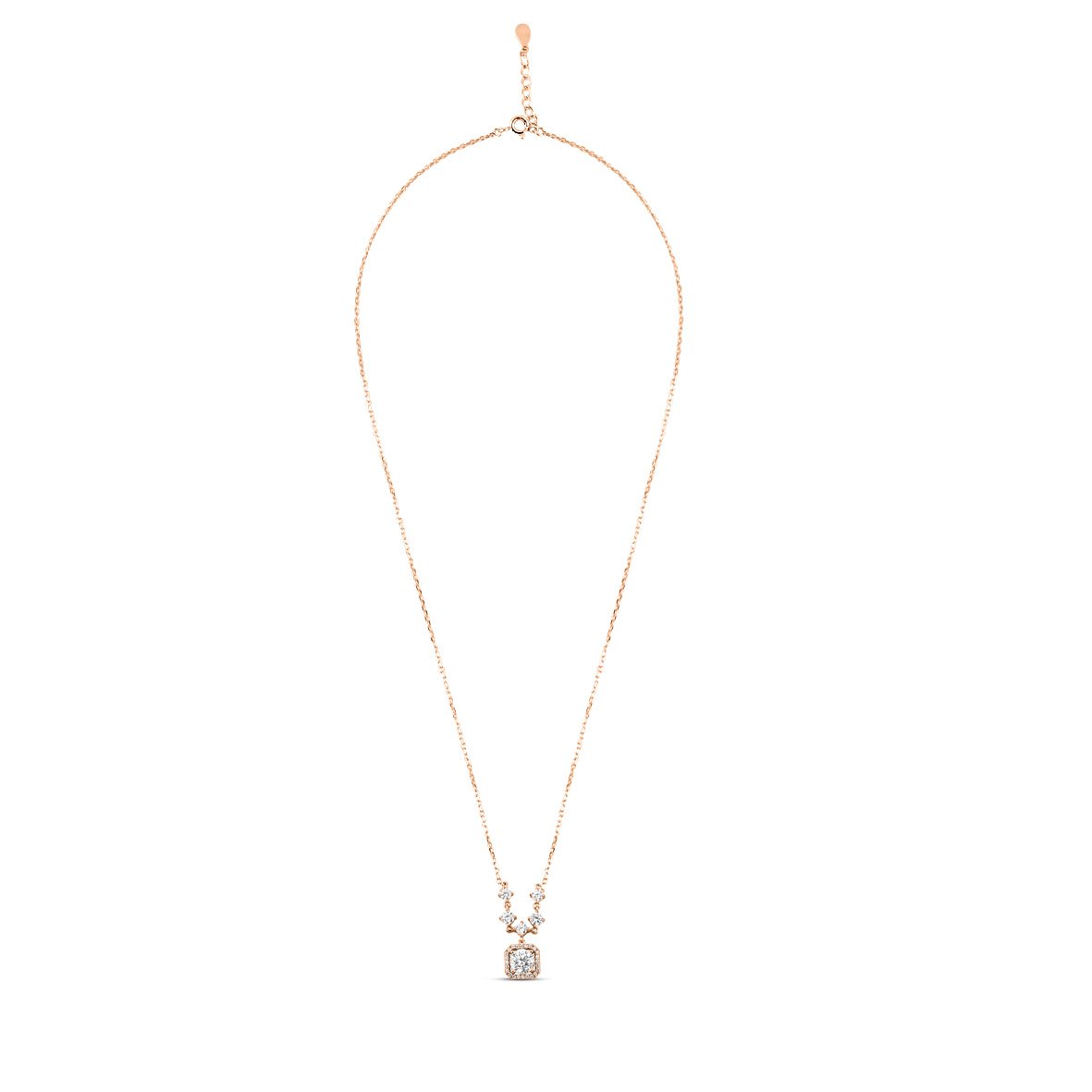 Rose Gold Solitaire Prisma Necklace with Link Chain