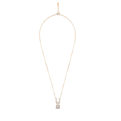 Rose Gold Solitaire Prisma Necklace with Link Chain