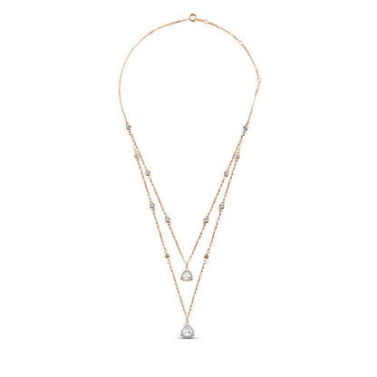 Rose Gold Dual Teardrop Necklace with Link Chain