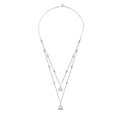 Silver Dual Teardrop Neclace with Link Chain