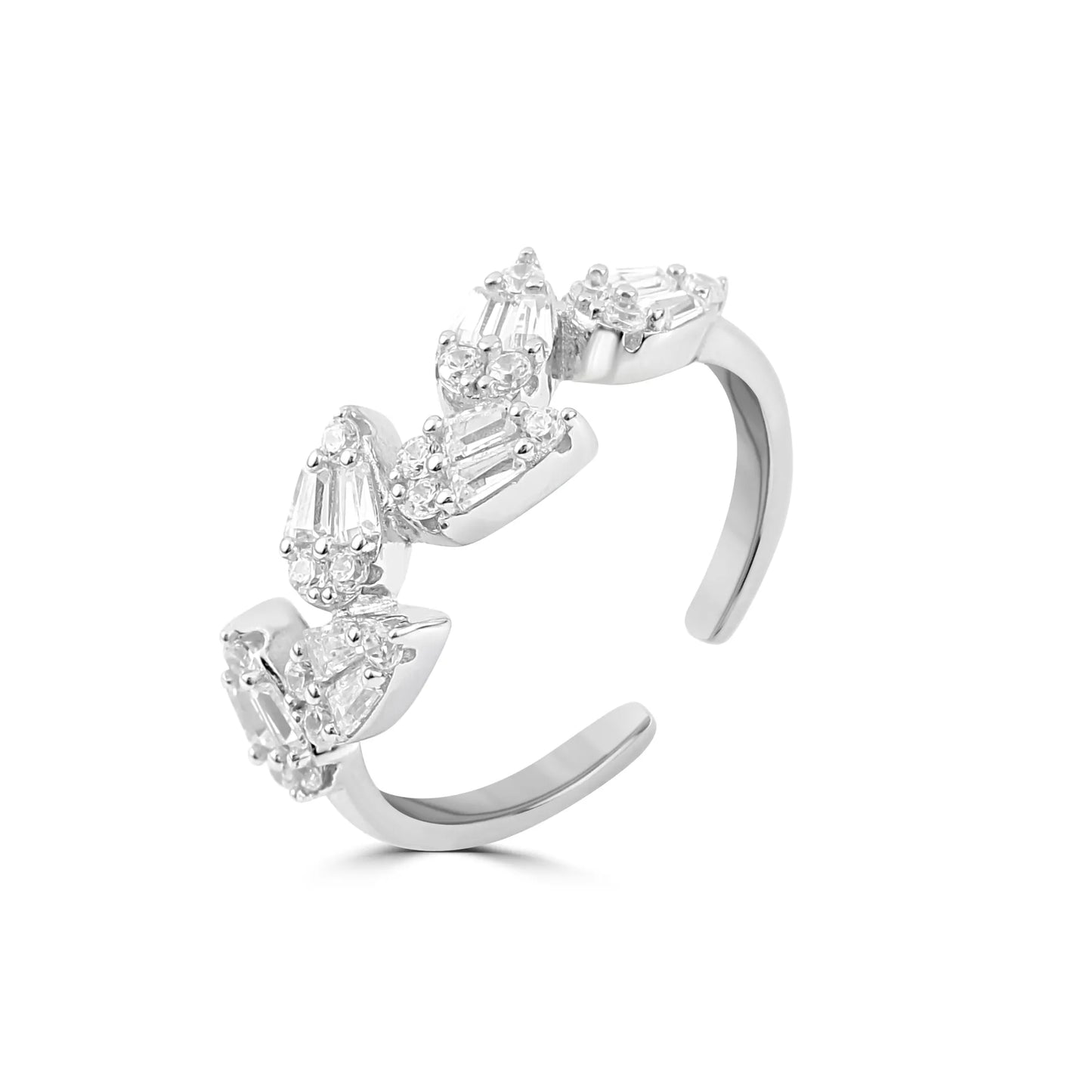 Silver Opaline Crown Ring