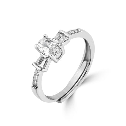 Silver Dainty Solitaire Ring