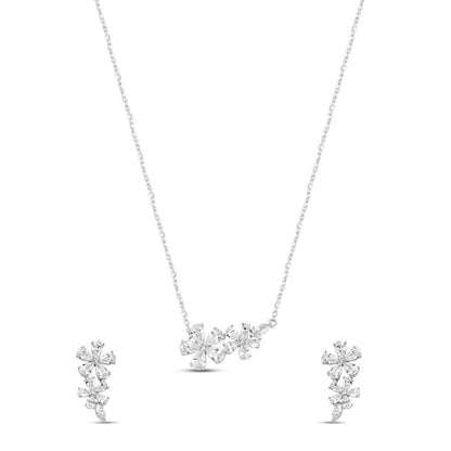 Silver Rosette Drop Set with Link Chain