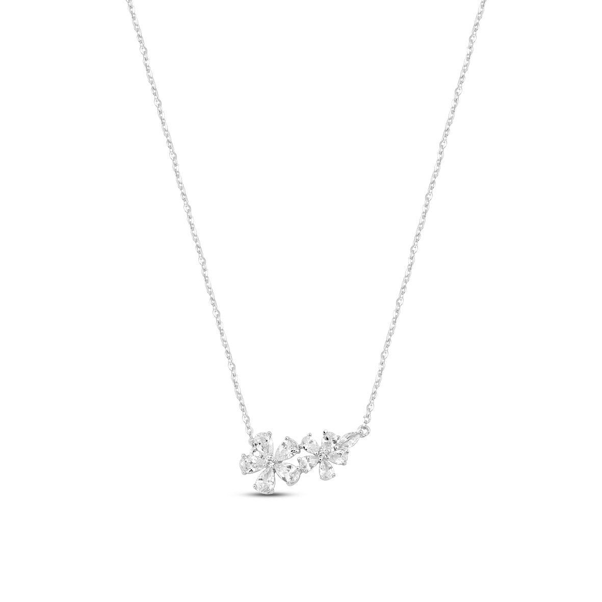 Silver Rosette Drop Set with Link Chain