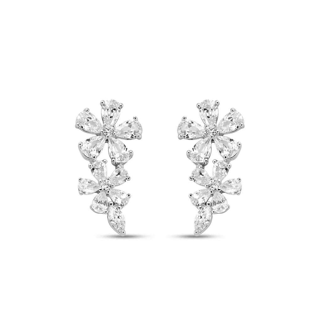 Silver Rosette Drop Set with Link Chain