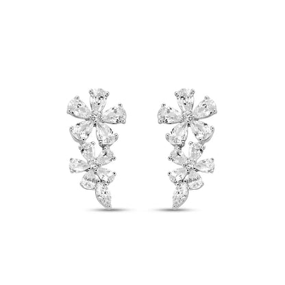 Silver Rosette Drop Set with Link Chain