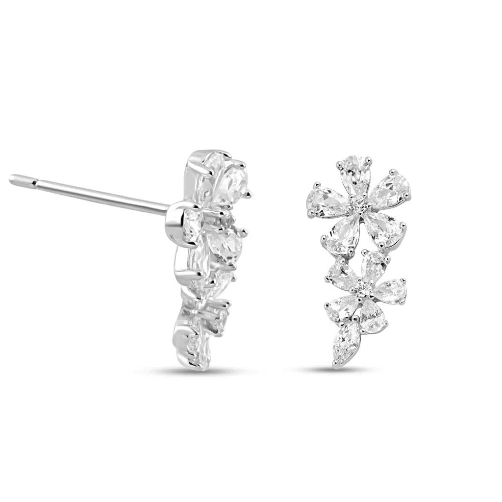 Silver Rosette Drop Set with Link Chain