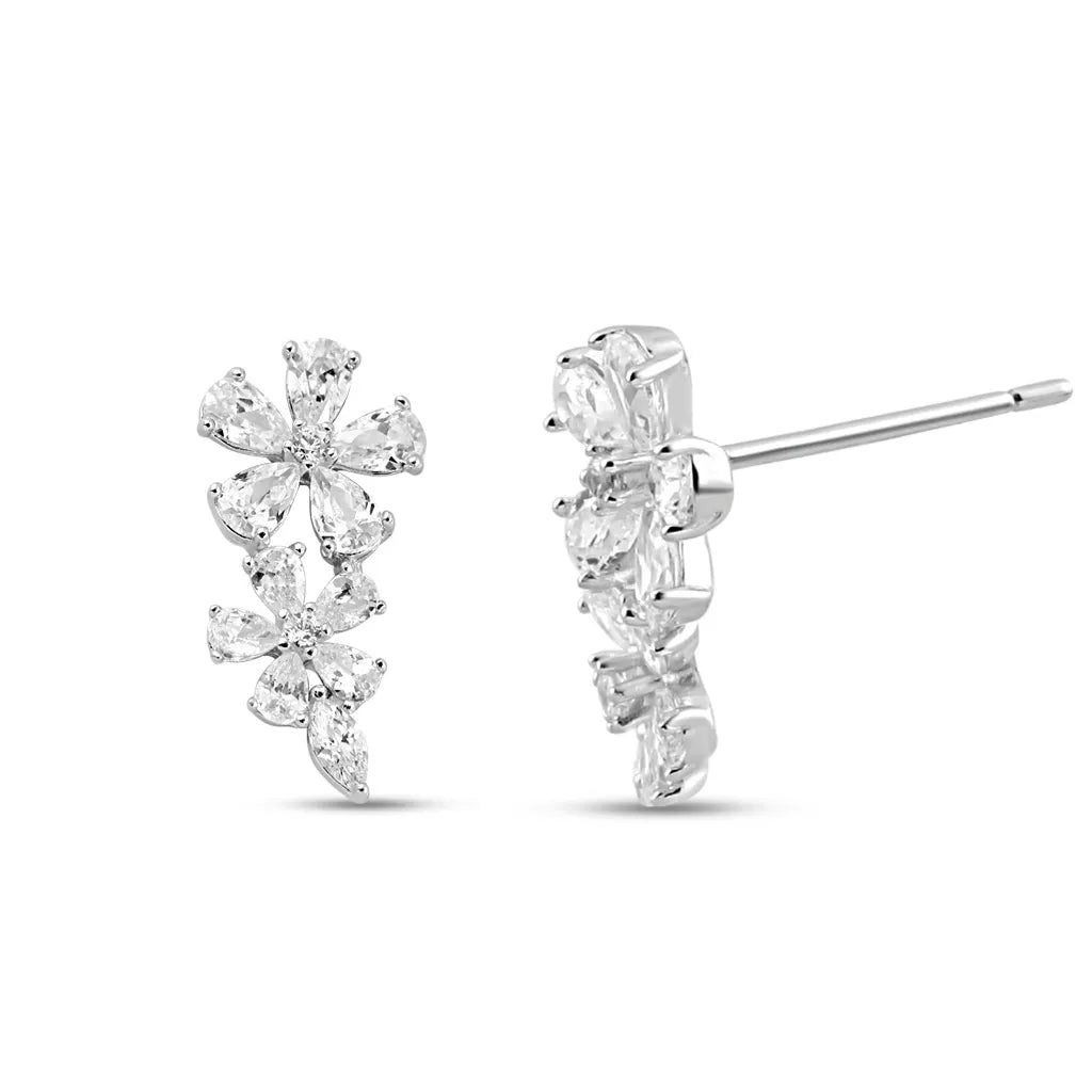 Silver Rosette Drop Set with Link Chain