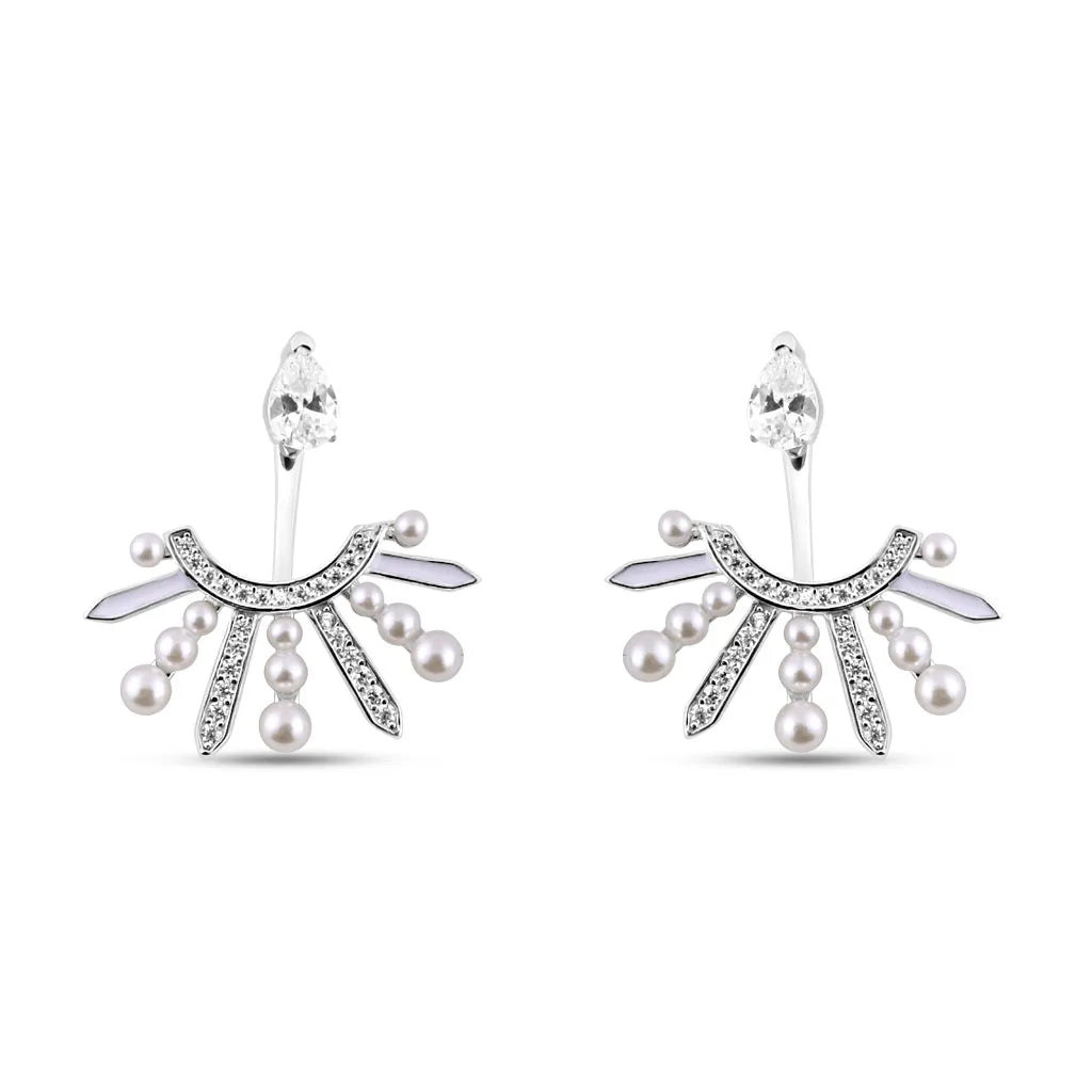 Silver Pearl Drop Earrings