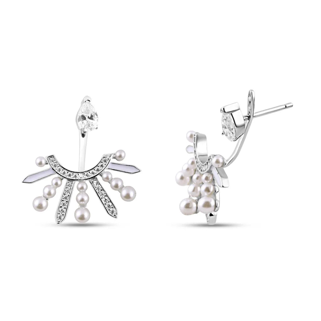 Silver Pearl Drop Earrings