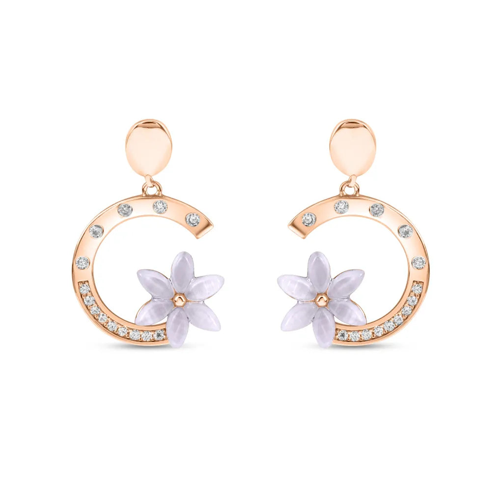 Rose Gold Pansy Flora Earrings