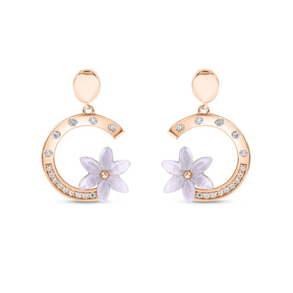 Rose Gold Pansy Flora Earrings