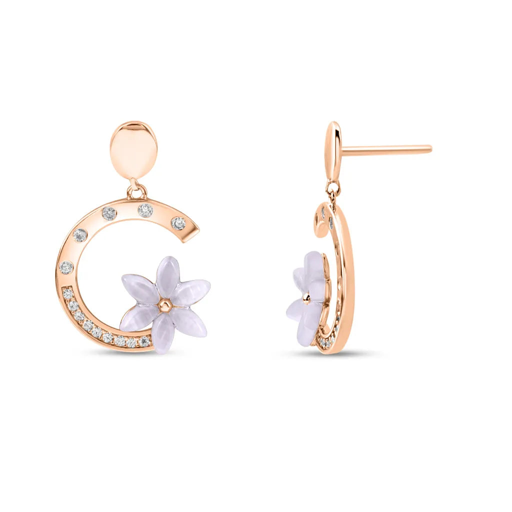 Rose Gold Pansy Flora Earrings