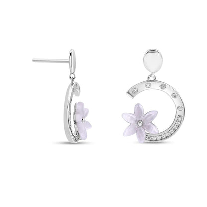 Silver  Pansy Flora Earrings