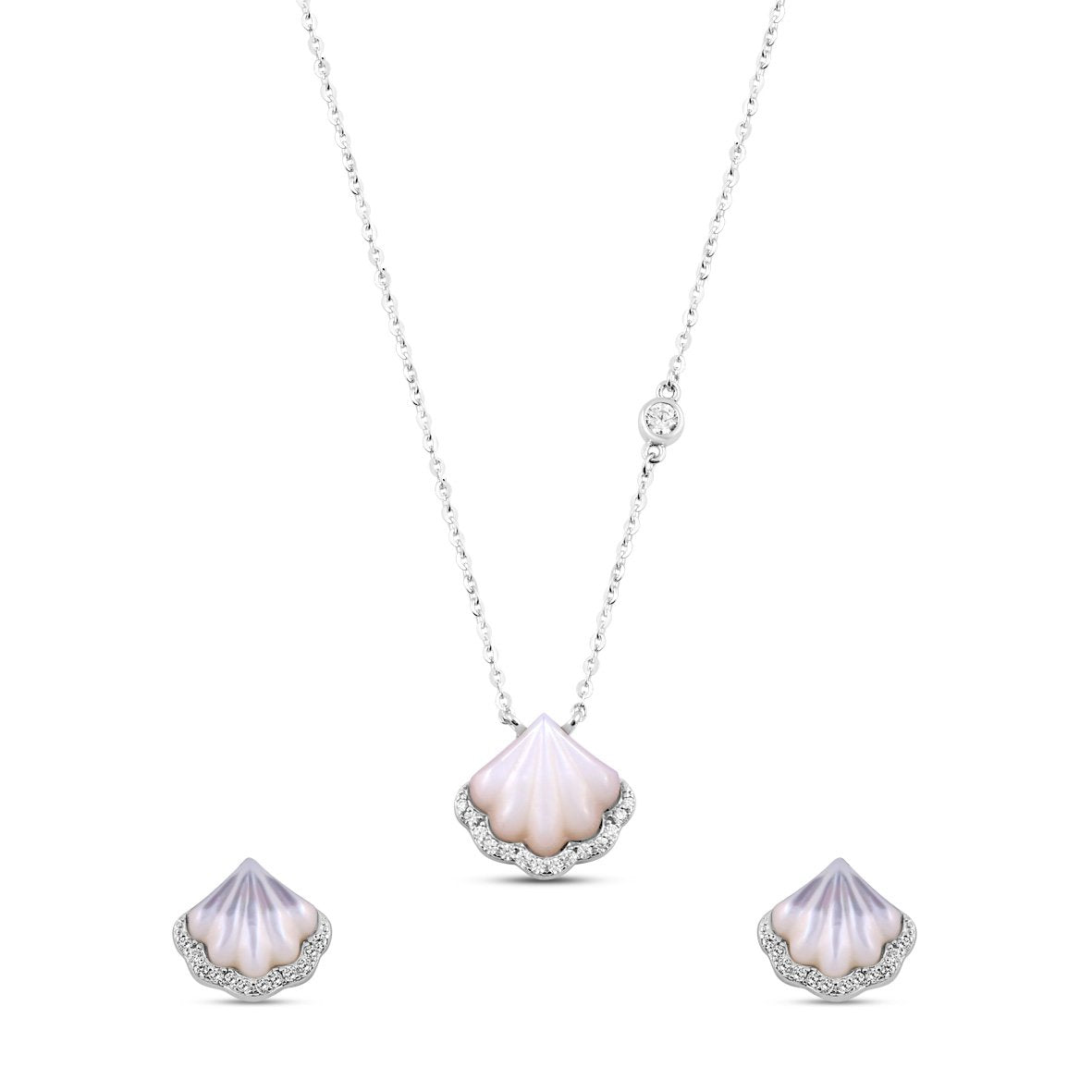 Silver Mystic Oyster Set  with Link Chain