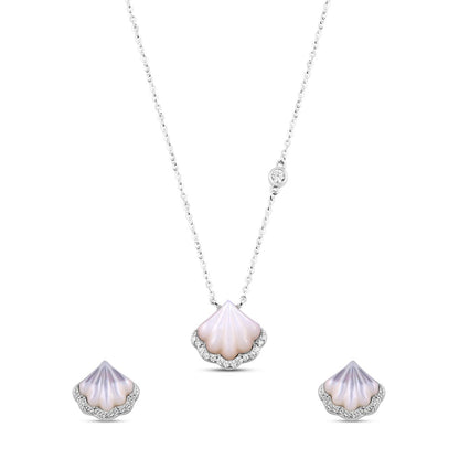 Silver Mystic Oyster Set  with Link Chain