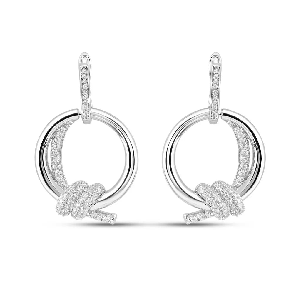 Silver Glitter Loop Earrings