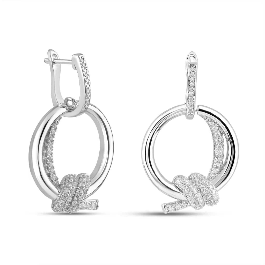Silver Glitter Loop Earrings