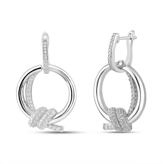 Silver Glitter Loop Earrings