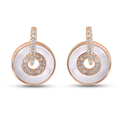 Rose Gold Sparkling MOP Loop Earrings