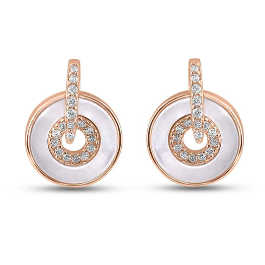 Rose Gold Sparkling MOP Loop Earrings