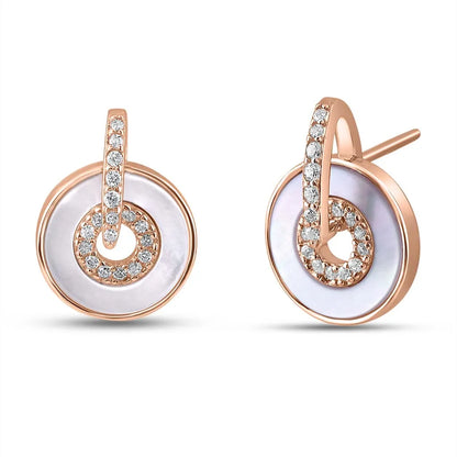 Rose Gold Sparkling MOP Loop Earrings