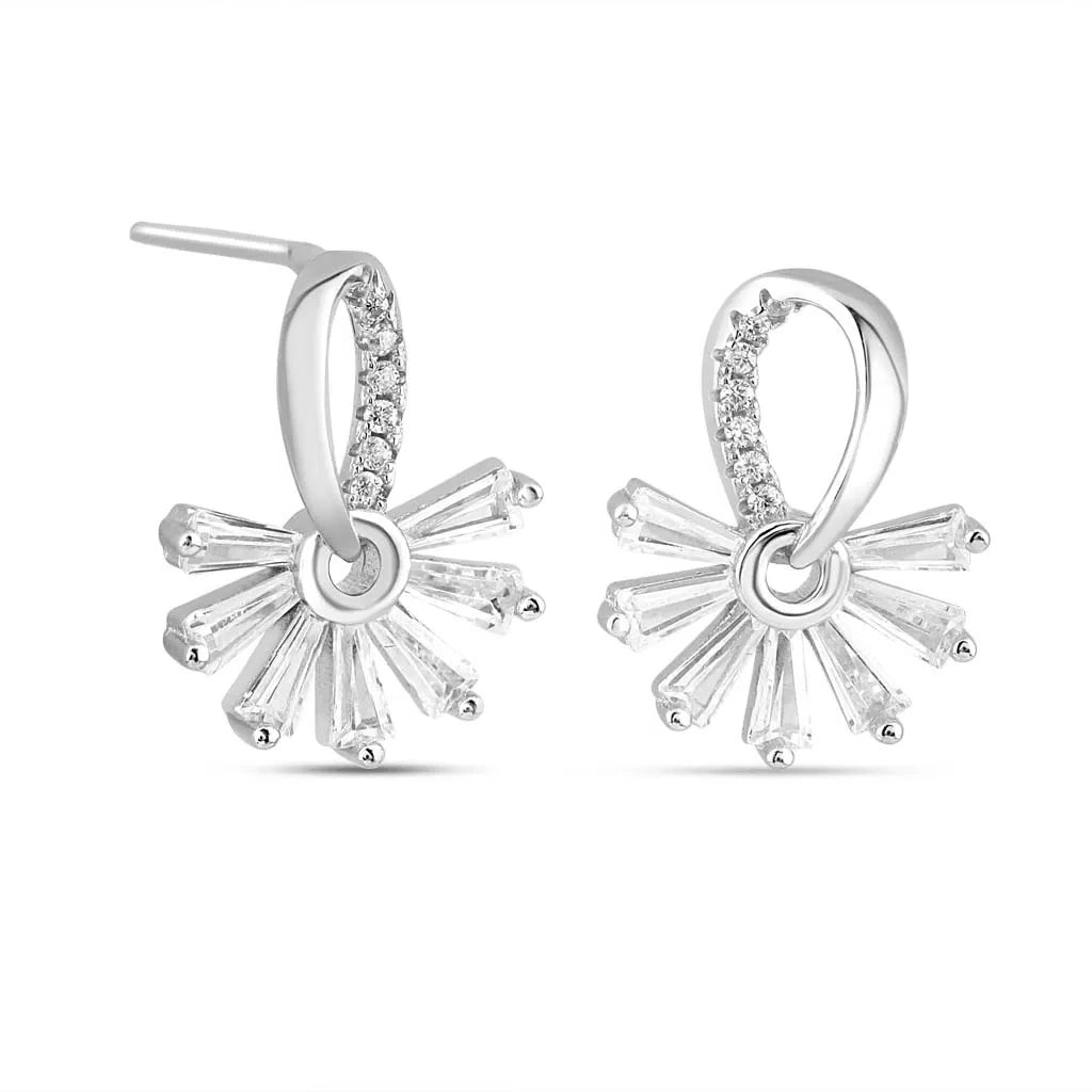 Silver Looped Petal Spark Earrings