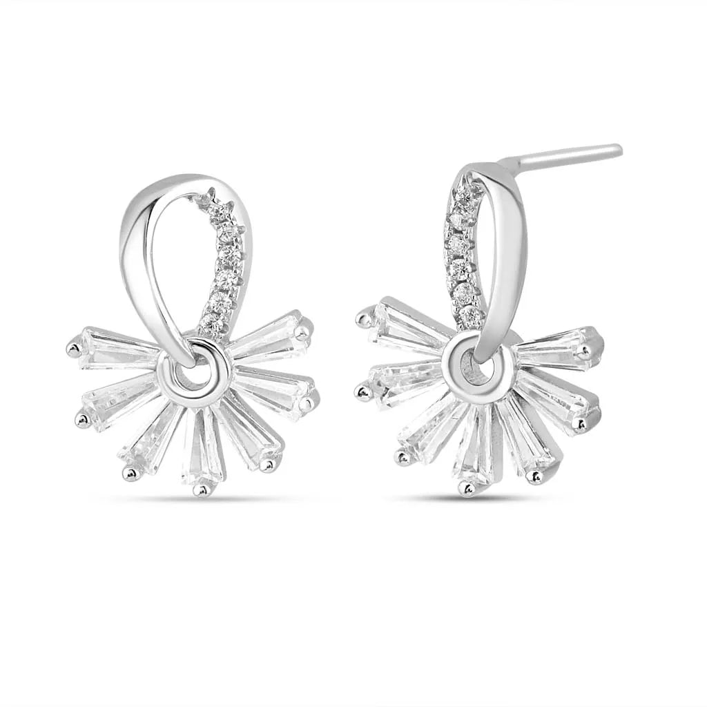 Silver Looped Petal Spark Earrings