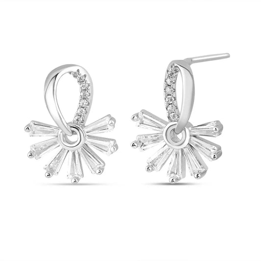 Silver Looped Petal Spark Earrings