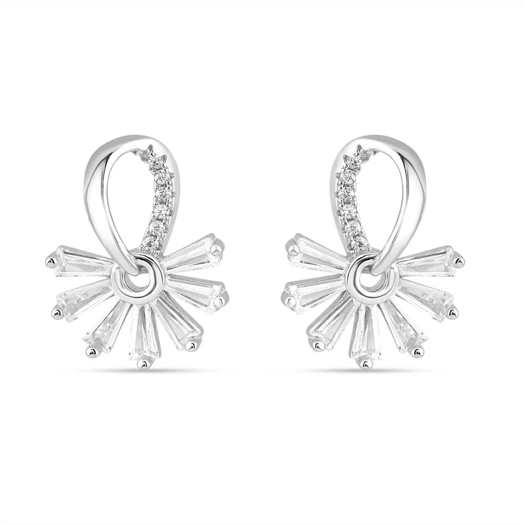 Silver Looped Petal Spark Earrings