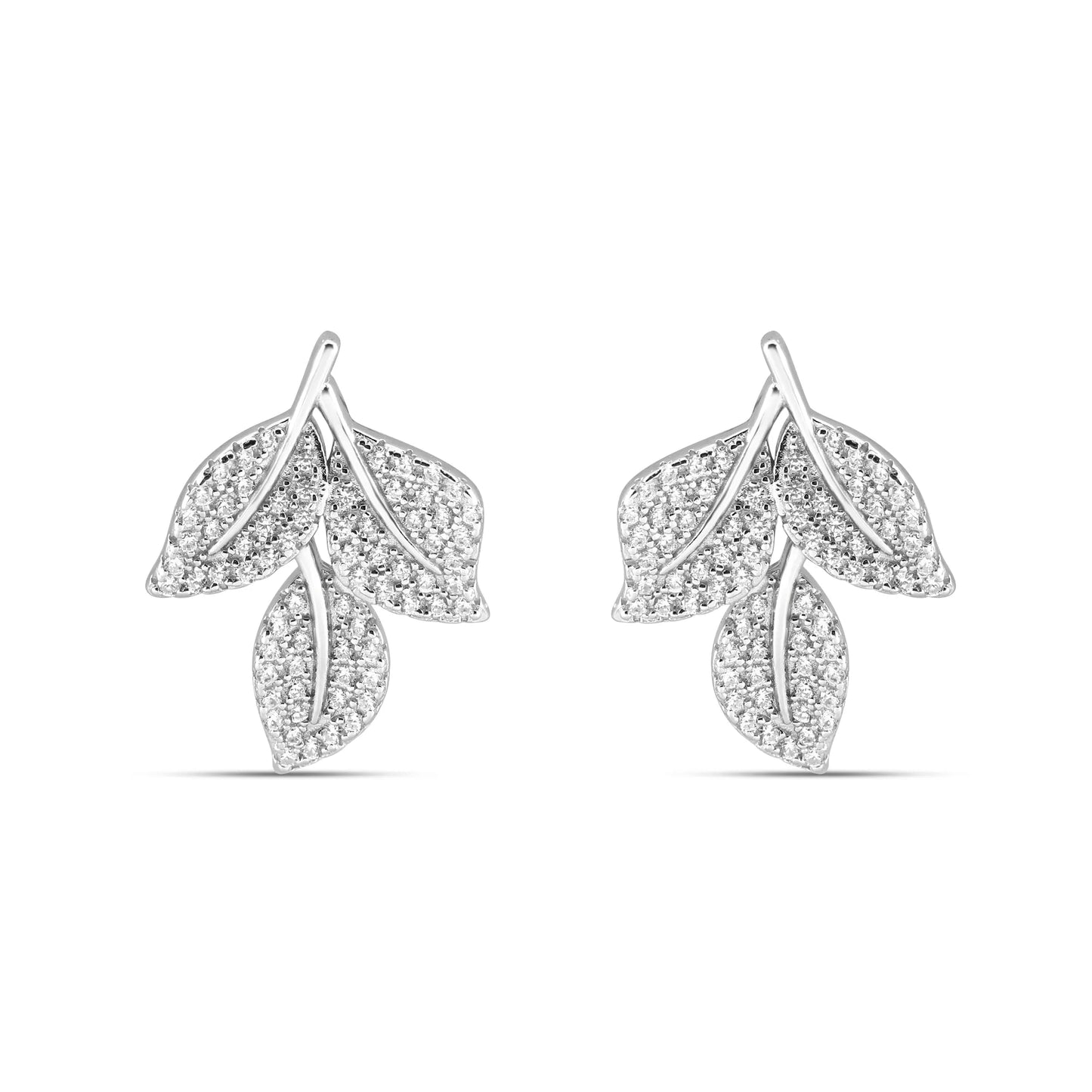 Silver Lush Leaf Earrings