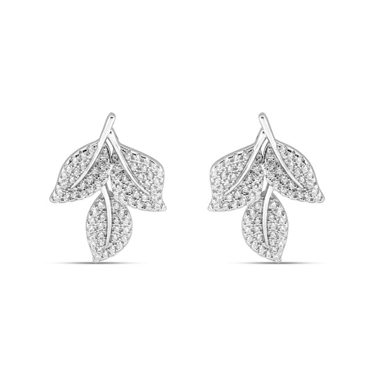 Silver Lush Leaf Earrings