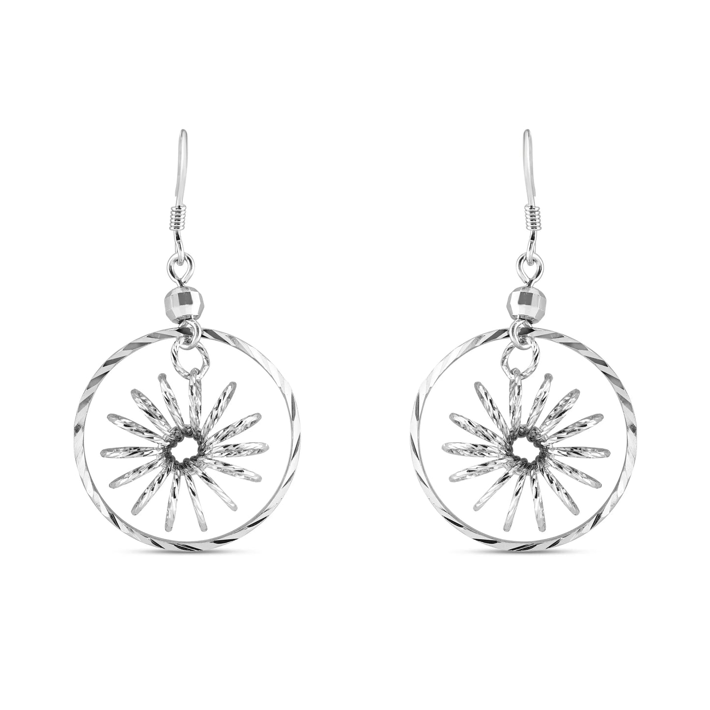 Silver Twirl Blossom Earrings