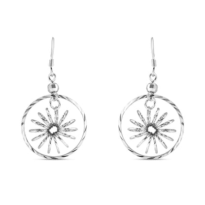 Silver Twirl Blossom Earrings